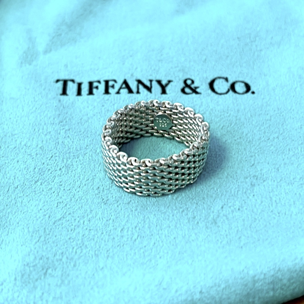 Tiffany & Co Somerset Mesh Ring 925 sterling silver - size 8/8.5